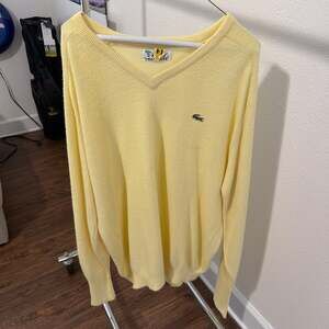 Vintage Izod Lacoste Yellow V-Neck Pullover Sweater